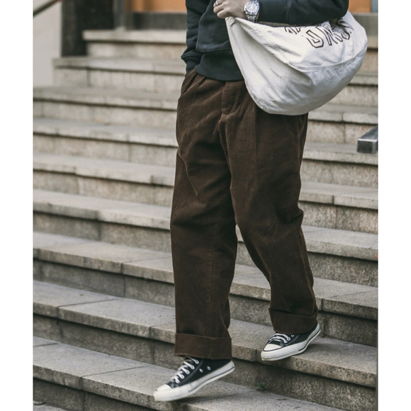 Corduroy Pants Men Pleated Casual Trousers Loose Workwear Pant S 🇺🇸SHIP - Picture 9 of 16